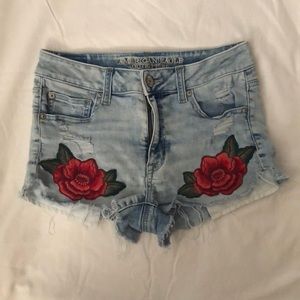 High waisted denim shorts